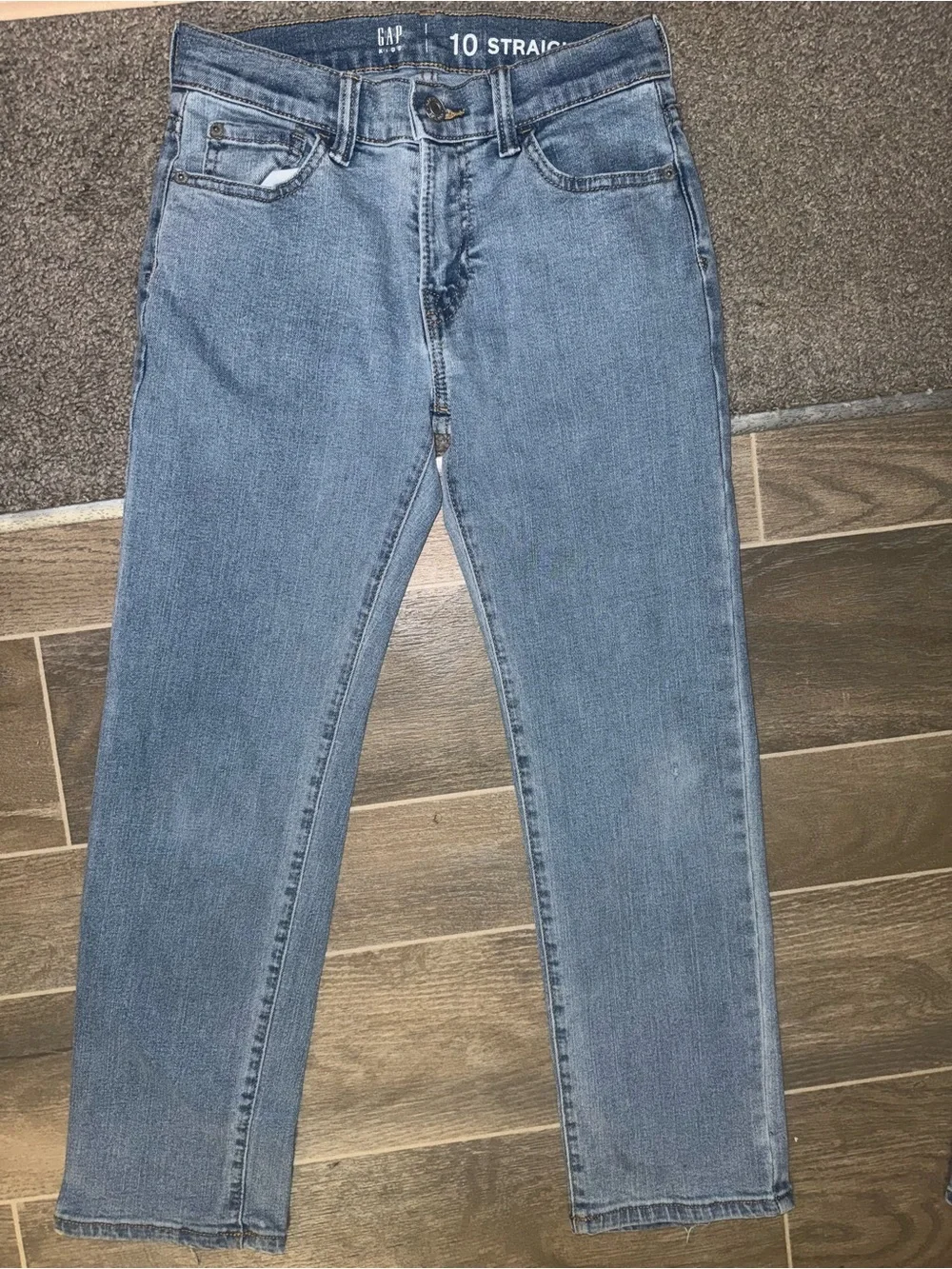Lot of 2 Gap Kids Jeans Size 10 - Blue Straight & Tan Original Fit